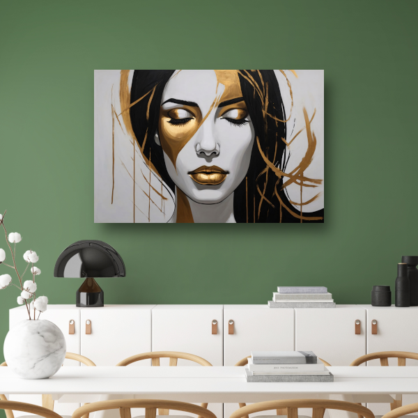 Gouden Sereniteit in Moderne Abstractie canvas