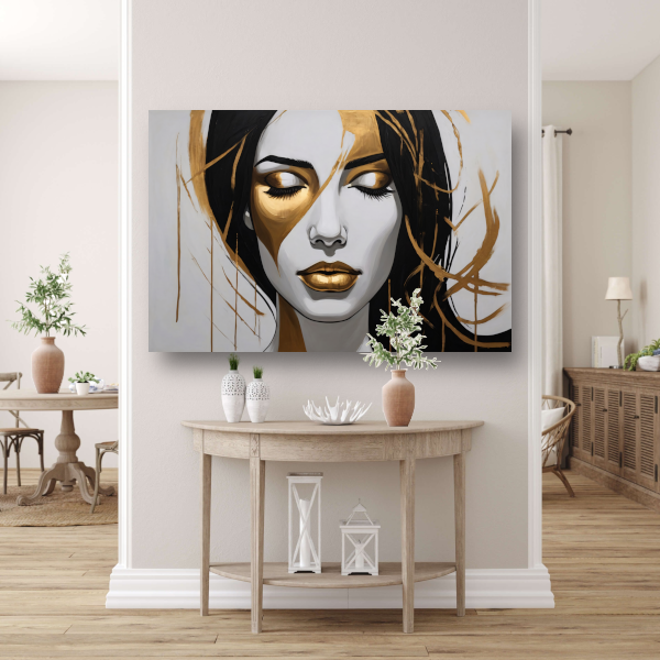 Gouden Sereniteit in Moderne Abstractie canvas