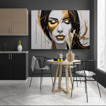 Gouden Sereniteit in Moderne Abstractie canvas