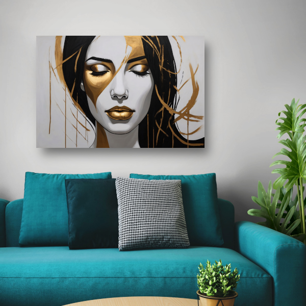 Gouden Sereniteit in Moderne Abstractie canvas