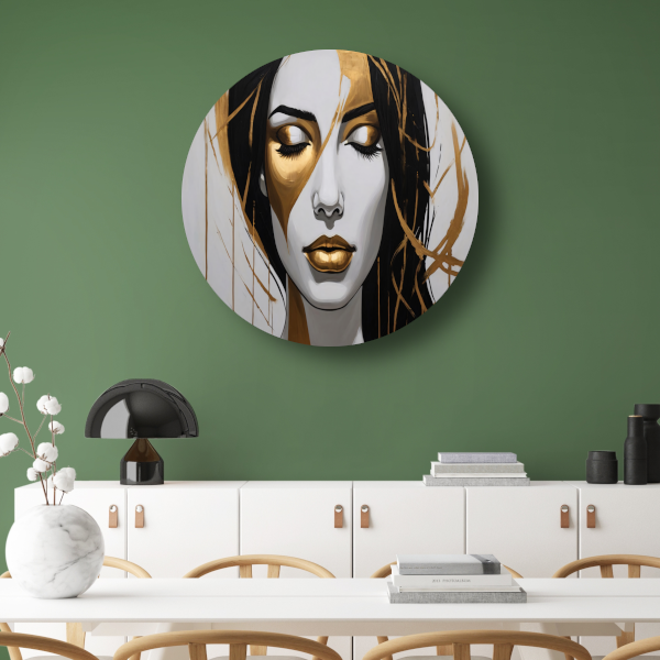 Gouden Sereniteit in Moderne Abstractie forex muurcirkel