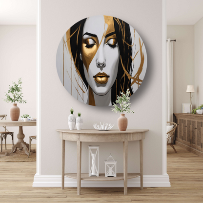 Gouden Sereniteit in Moderne Abstractie forex muurcirkel