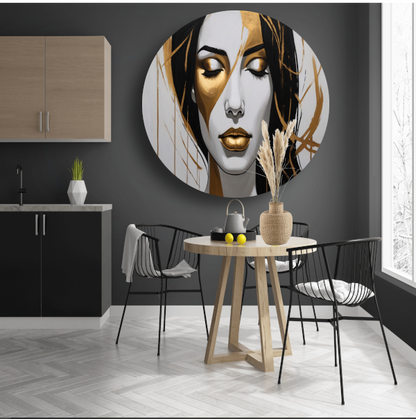 Gouden Sereniteit in Moderne Abstractie forex muurcirkel
