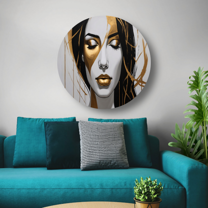 Gouden Sereniteit in Moderne Abstractie forex muurcirkel