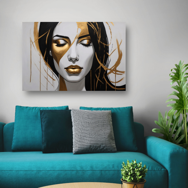 Gouden Sereniteit in Moderne Abstractie poster
