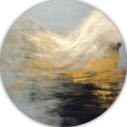 Dynamiek van Goud en Zwart in Abstractie aluminium muurcirkel