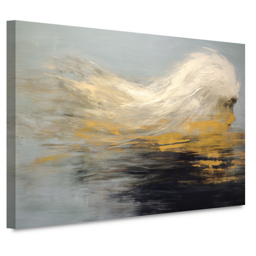 Dynamiek van Goud en Zwart in Abstractie canvas