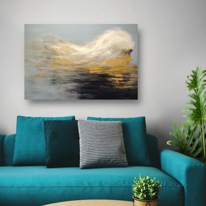 Dynamiek van Goud en Zwart in Abstractie poster