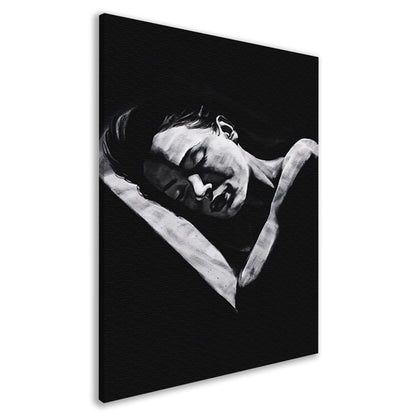 Verstilde abstractie in zwart en wit canvas