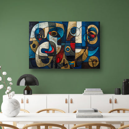 Abstracte kubistische compositie in levendige kleuren poster