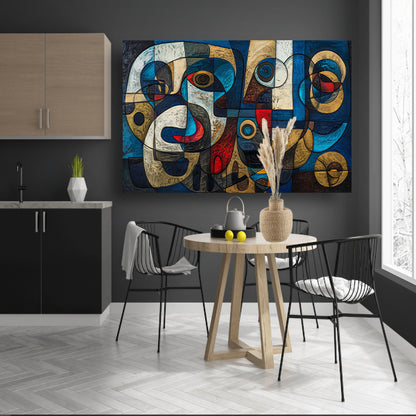 Abstracte kubistische compositie in levendige kleuren poster