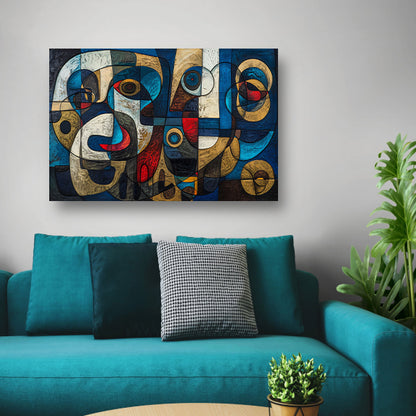 Abstracte kubistische compositie in levendige kleuren poster