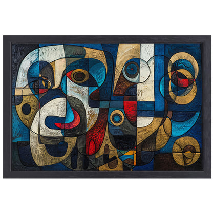 Abstracte kubistische compositie in levendige kleuren canvas met baklijst
