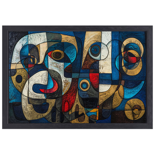 Abstracte kubistische compositie in levendige kleuren canvas met baklijst