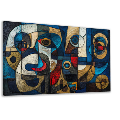 Abstracte kubistische compositie in levendige kleuren canvas