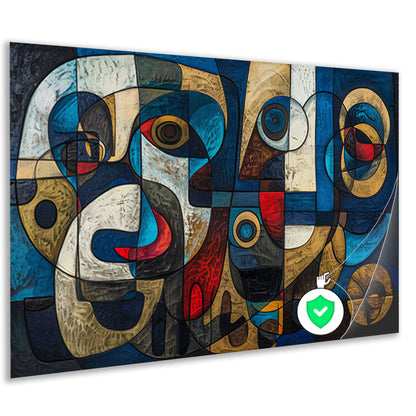 Abstracte kubistische compositie in levendige kleuren poster