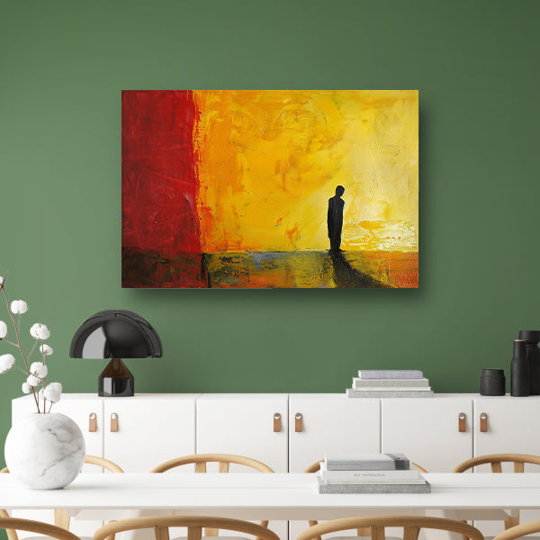 Abstract silhouet in kleurrijke omgeving canvas