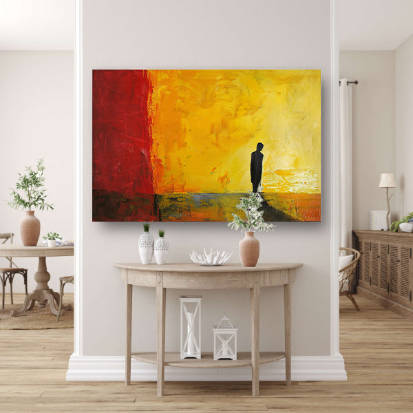 Abstract silhouet in kleurrijke omgeving canvas
