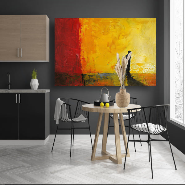 Abstract silhouet in kleurrijke omgeving canvas
