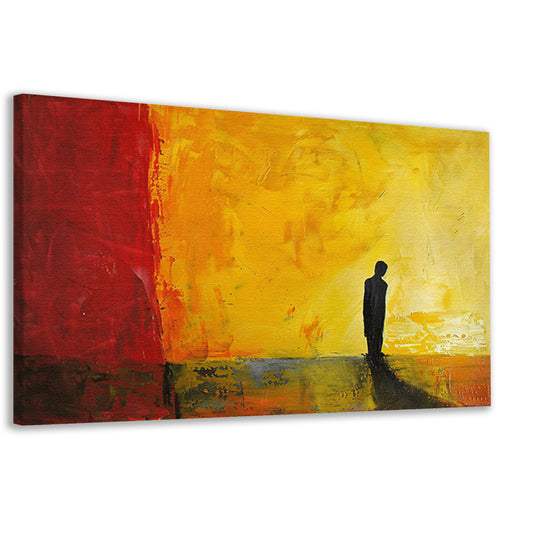 Abstract silhouet in kleurrijke omgeving canvas