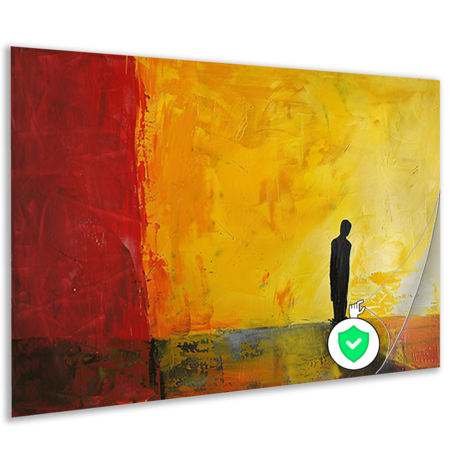Abstract silhouet in kleurrijke omgeving poster