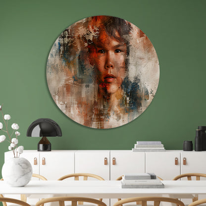 Abstract portret van een man in kleuren aluminium muurcirkel