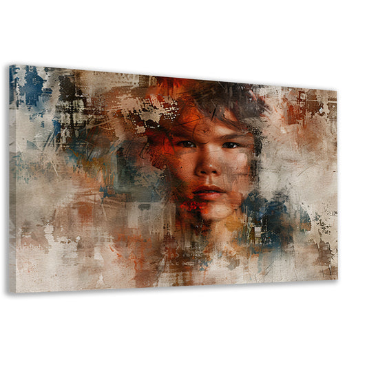 Abstract portret van een man in kleuren canvas