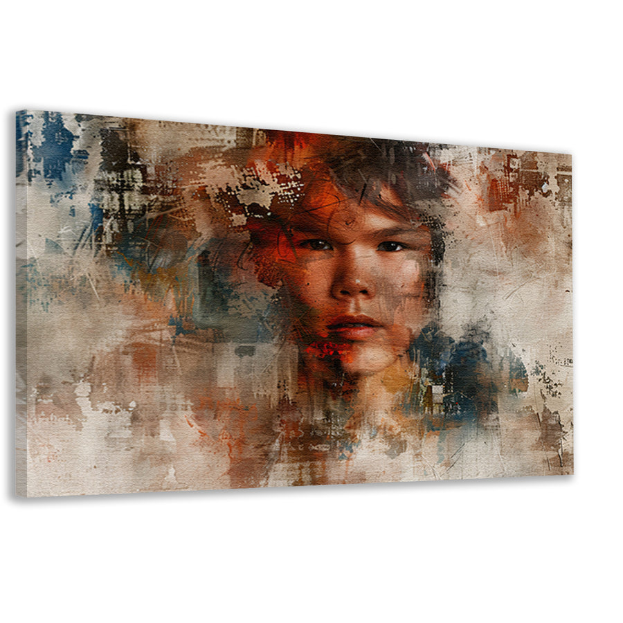 Abstract portret van een man in kleuren canvas