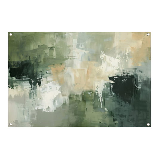 Samenspel van Groen, Grijs en Beige tuinposter