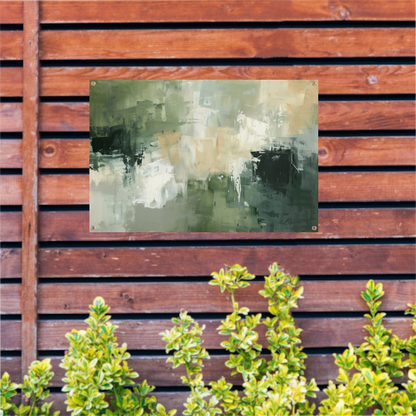 Samenspel van Groen, Grijs en Beige tuinposter