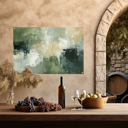 Samenspel van Groen, Grijs en Beige tuinposter