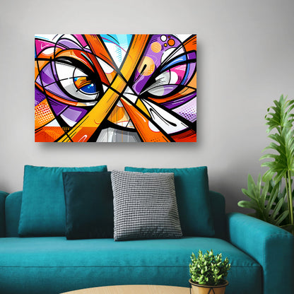 Kleurrijke abstracte pauw schilderij in popart stijl acrylglas