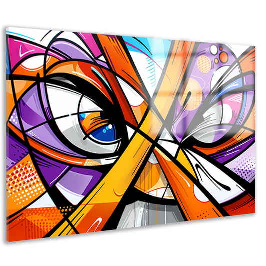 Kleurrijke abstracte pauw schilderij in popart stijl acrylglas