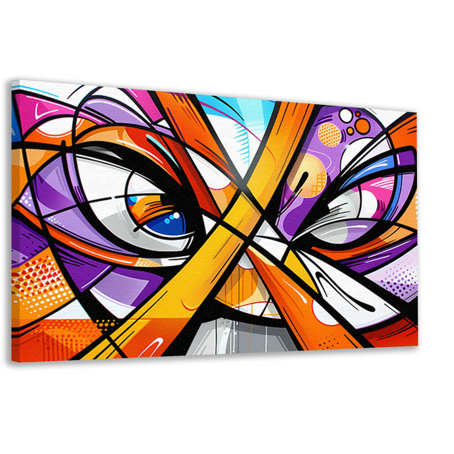 Kleurrijke abstracte pauw schilderij in popart stijl canvas