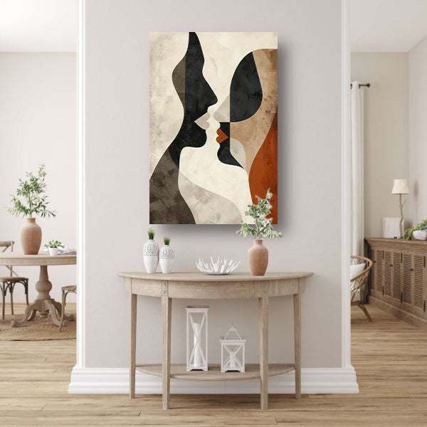 Abstracte samensmelting van vormen en gezichten canvas