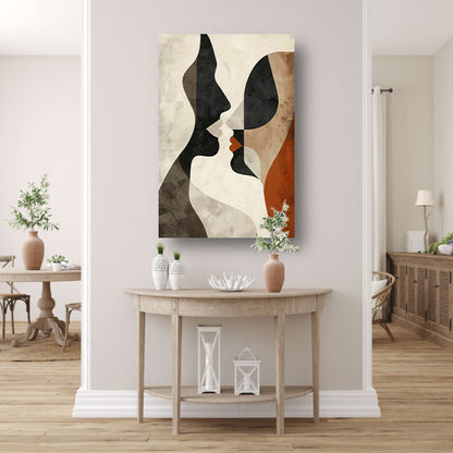 Abstracte samensmelting van vormen en gezichten canvas