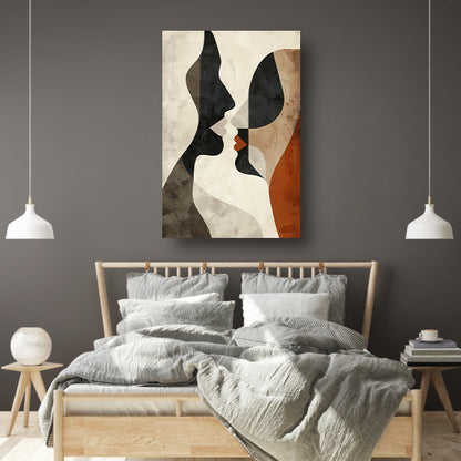 Abstracte samensmelting van vormen en gezichten canvas