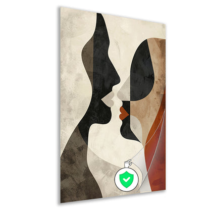 Abstracte samensmelting van vormen en gezichten poster