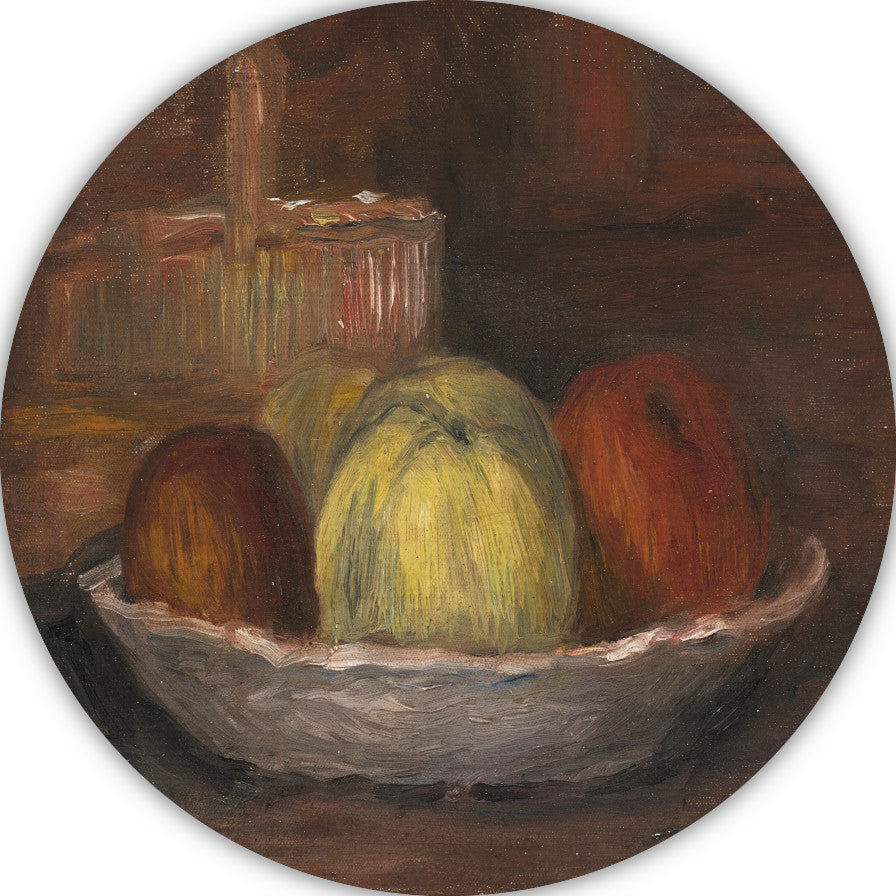 Appels in een schotel en mand - Pierre-Auguste Renoir aluminium muurcirkel
