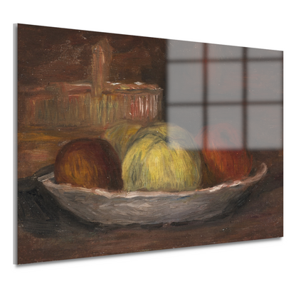 Appels in een schotel en mand - Pierre-Auguste Renoir acrylglas