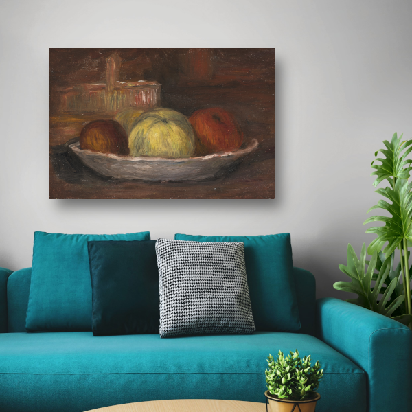 Appels in een schotel en mand - Pierre-Auguste Renoir canvas