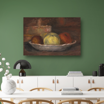 Appels in een schotel en mand - Pierre-Auguste Renoir canvas met baklijst