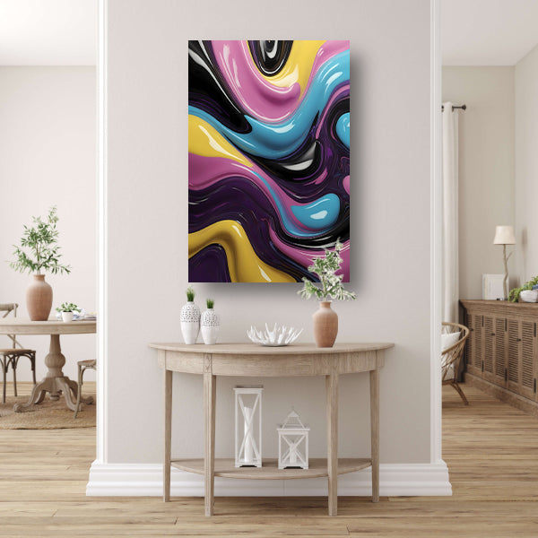 Abstracte Dans van Vormen en Kleur canvas met baklijst