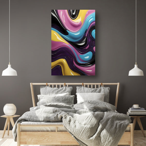Abstracte Dans van Vormen en Kleur canvas met baklijst