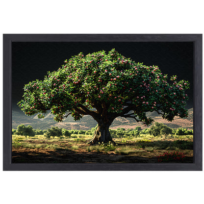 Appelboomgaard met bergen canvas met baklijst