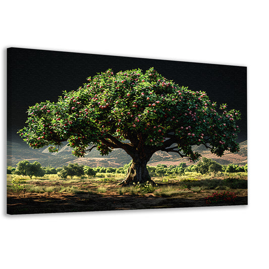 Appelboomgaard met bergen canvas