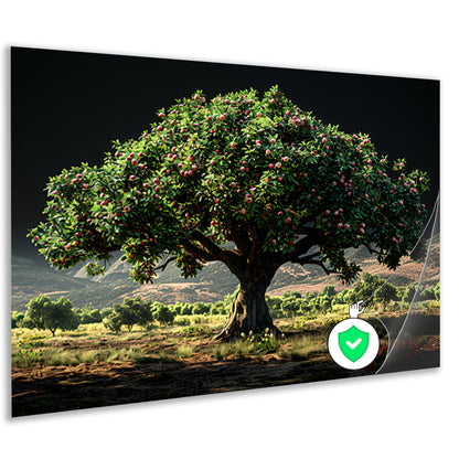 Appelboomgaard met bergen poster