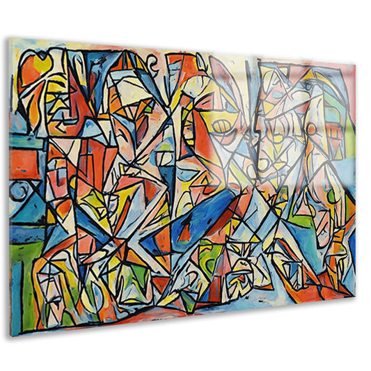 Abstract kubistisch ontwerp met dierenfiguren acrylglas