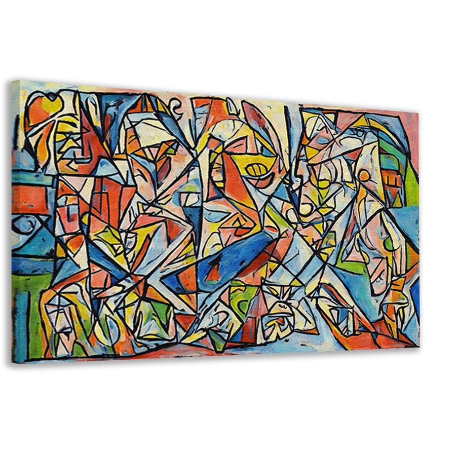Abstract kubistisch ontwerp met dierenfiguren canvas