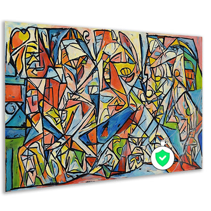 Abstract kubistisch ontwerp met dierenfiguren poster
